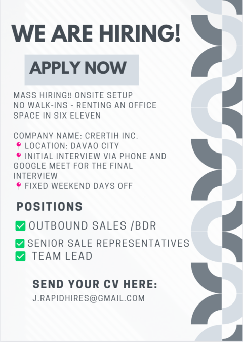 > B2B Outbound Sales Representative / BDR
> Senior Sales Representative
> Team Lead image