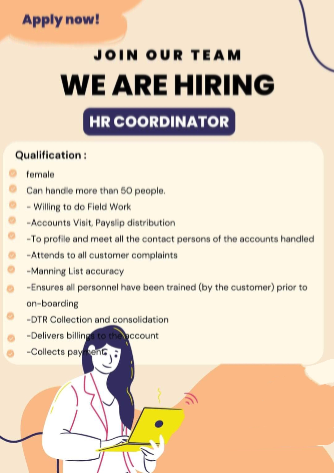 Female HR Coordinator image