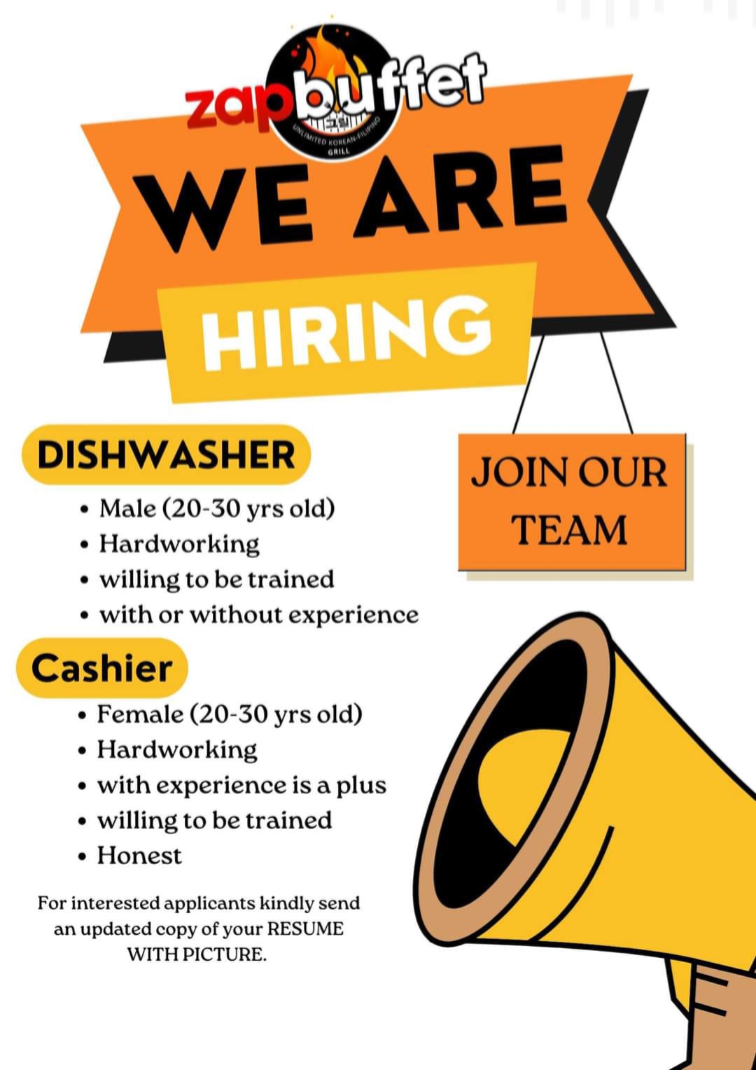 Zap Buffet Gensan job hiring image