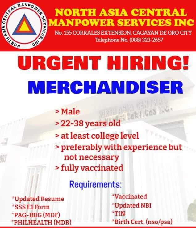 North Asia Central Manpower Services Inc- Cagayan de Oro job hiring image