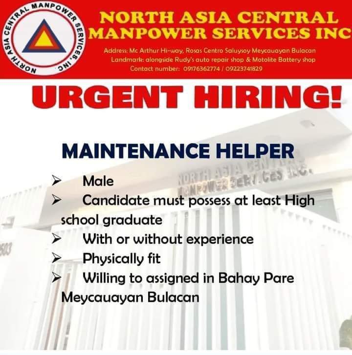 North Asia Central Manpower Services Inc - Meycauayan job hiring image