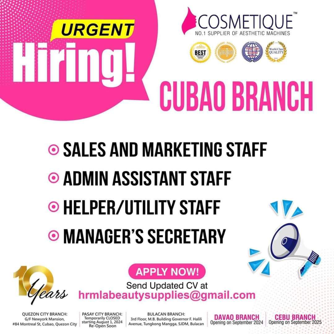 Cosmetique Beauty Supplies - Cubao Branch job hiring image