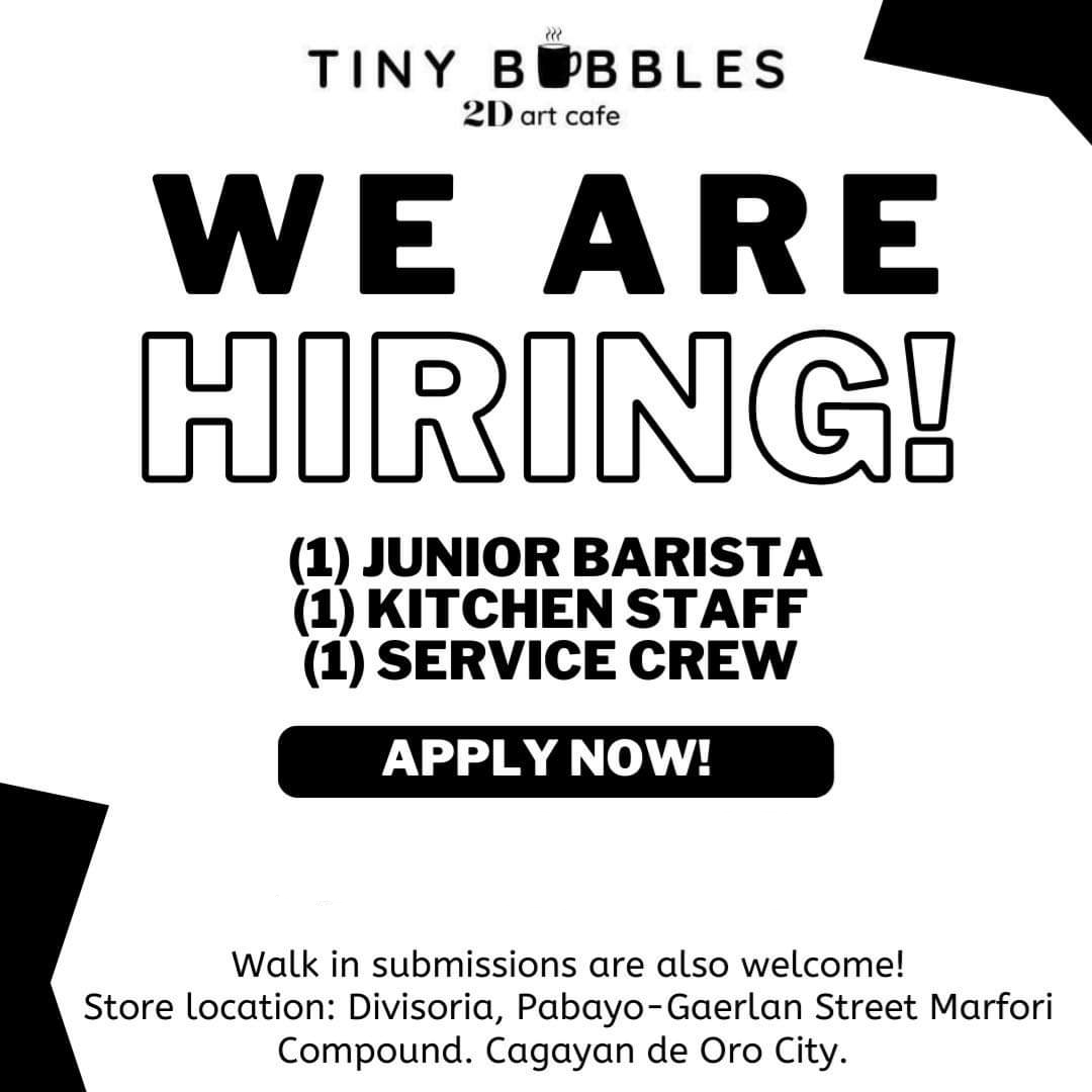 (1) Junior Barista
(1) Kitchen Staff
(1) Service Crew image