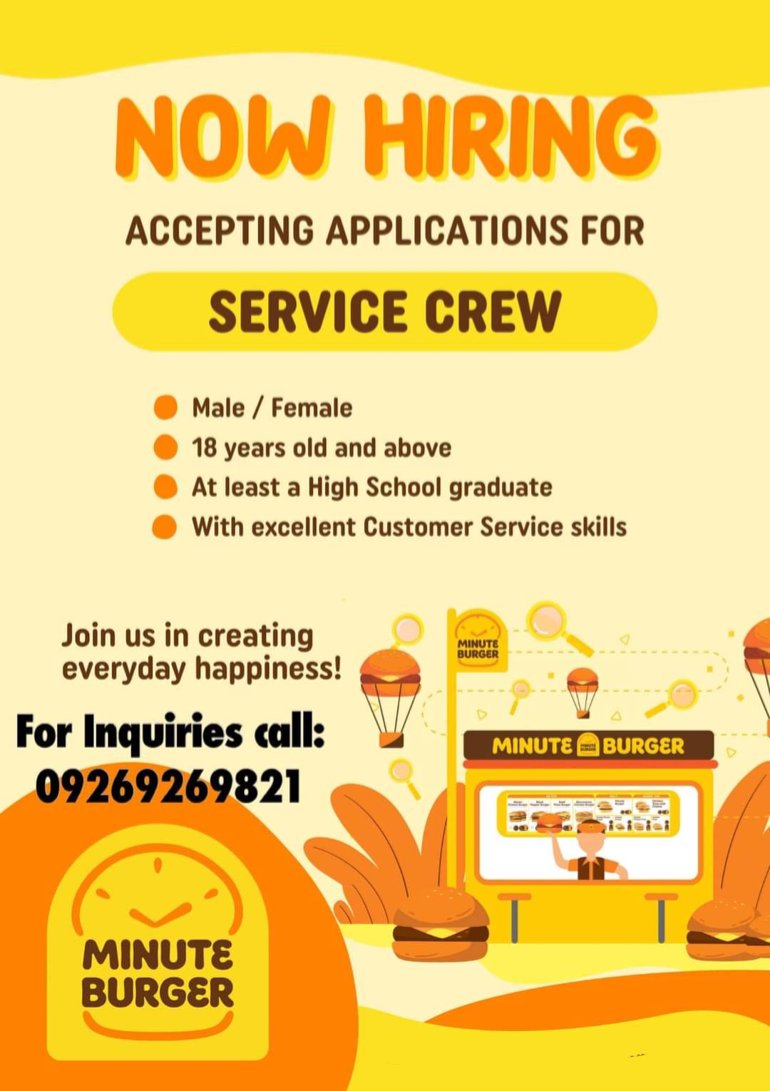 HIRING 2 Males SERVICE CREW image