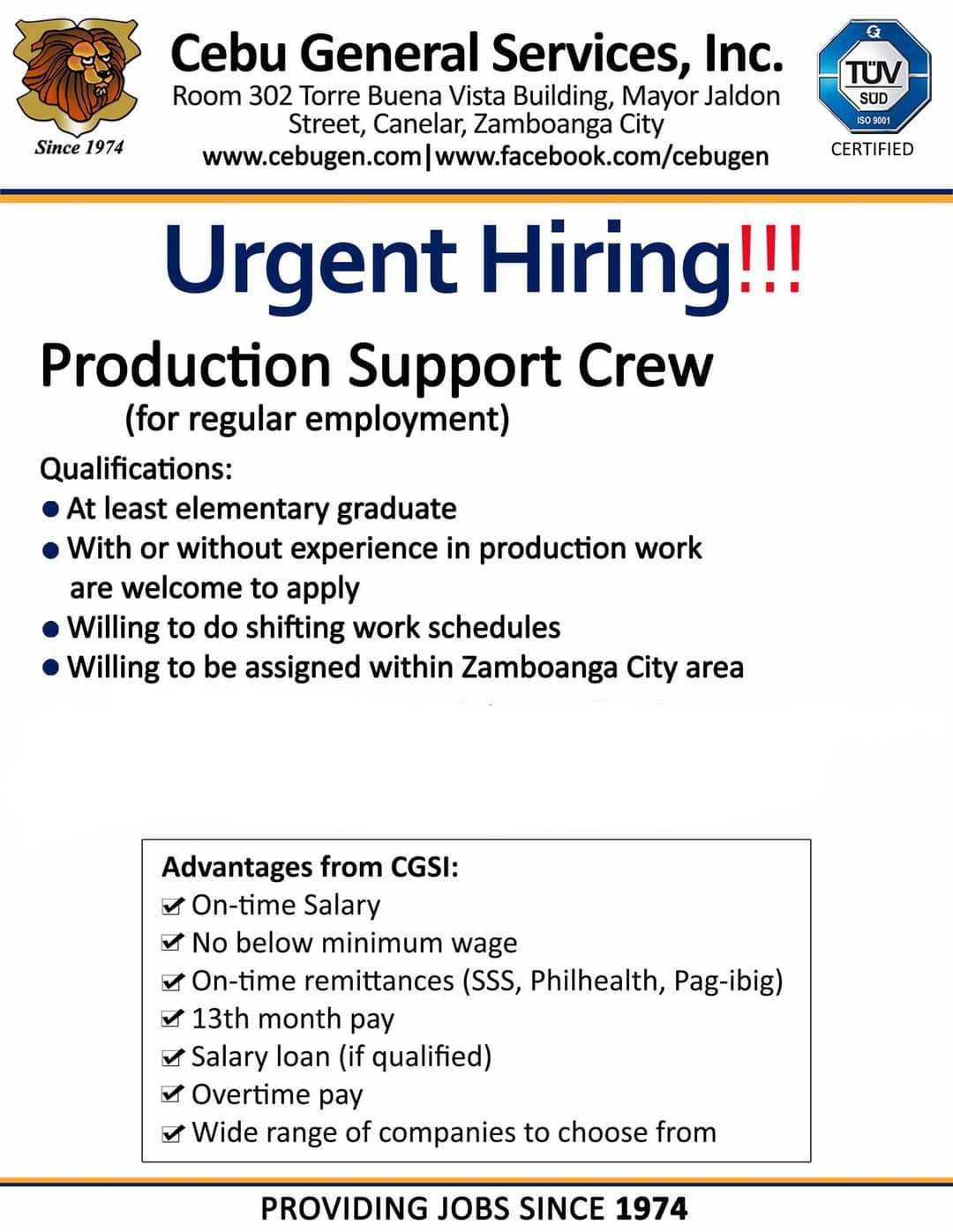 Cebu General Services, Inc job hiring image