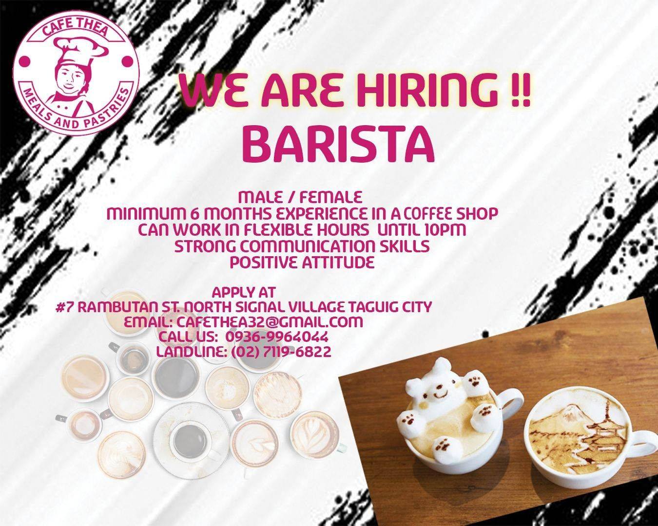 CAFETHEA - Taguig job hiring image