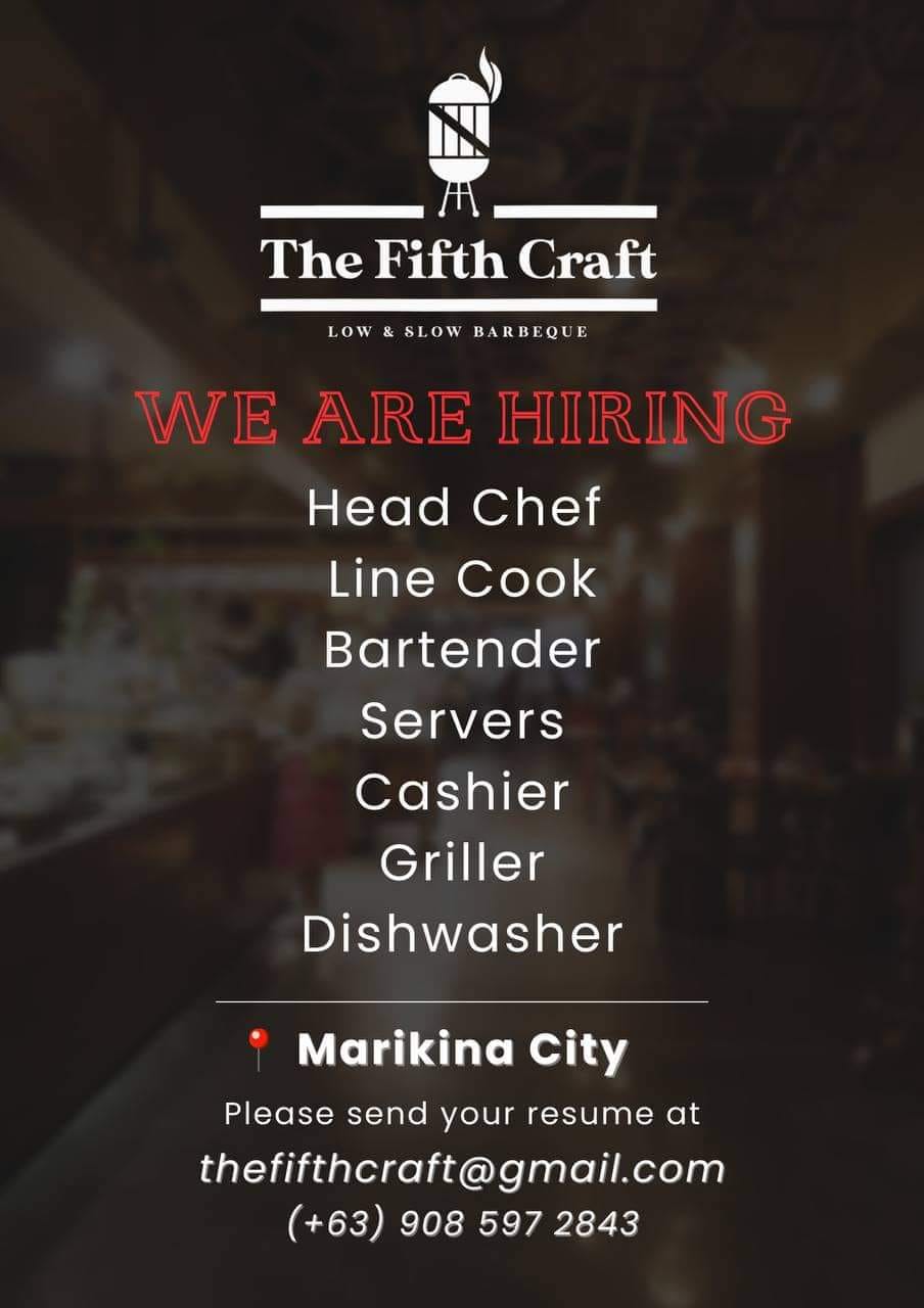 The Fifth Craft Restobar & Grill Marikina job hiring image