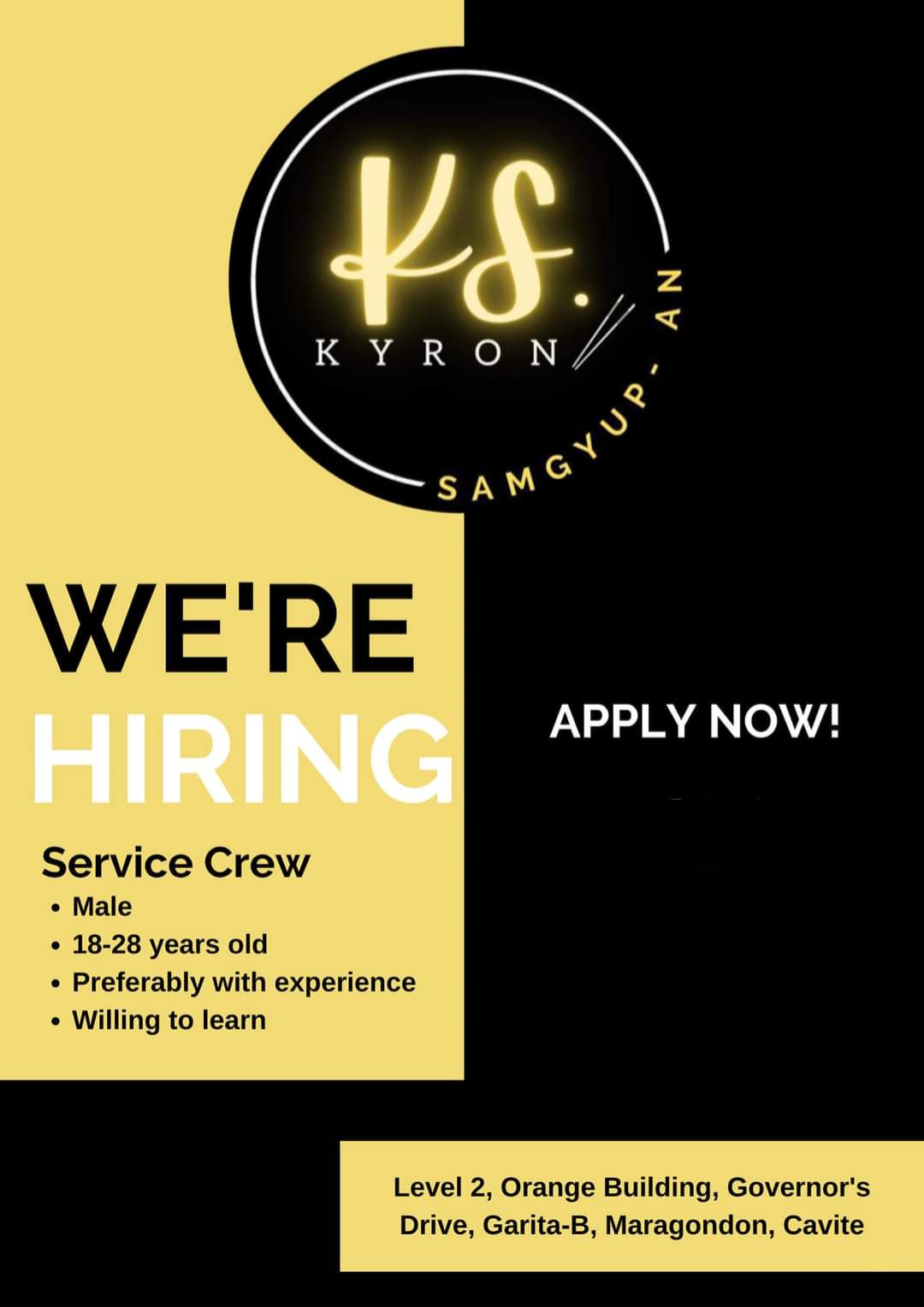 KYRON SAMGYUP-AN Maragondon job hiring image