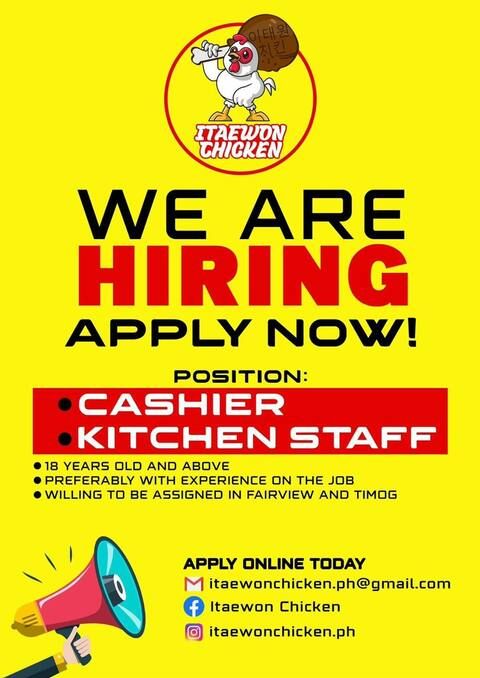 Itaewon Chicken Quezon City job hiring image