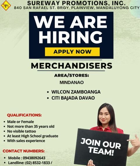 Sureway Promotions, Inc. - Mindanao job hiring image