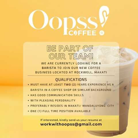 Oops Coffee job hiring image