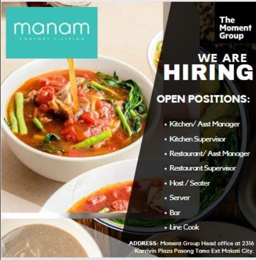 Manam Restaurant - NAIA Terminal 3 job hiring image