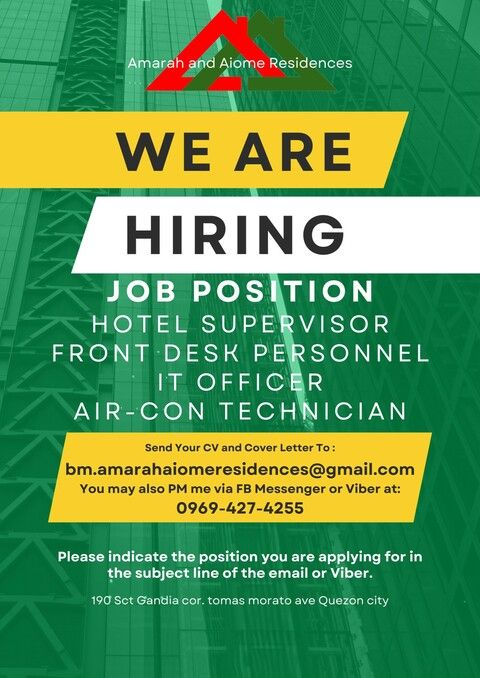 Amarah and Aiome Residences job hiring image