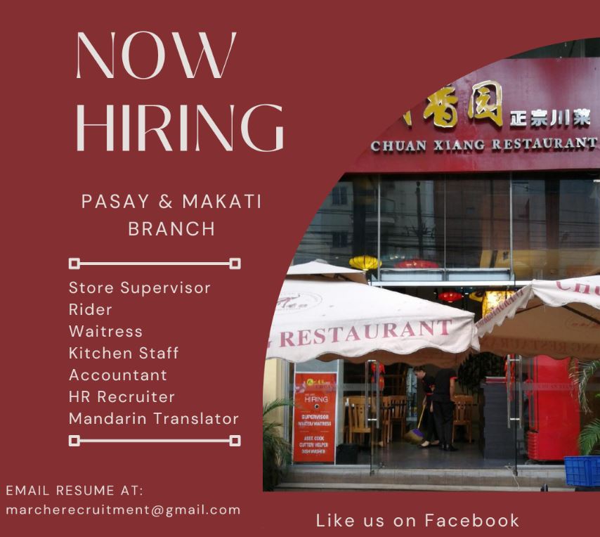 Chuan Xiang Restaurant - Makati job hiring image