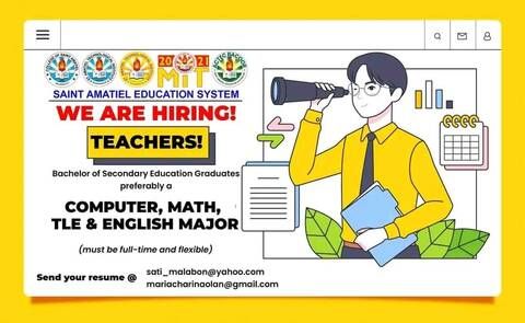 Teachers for Computer, Math, TLE and English image