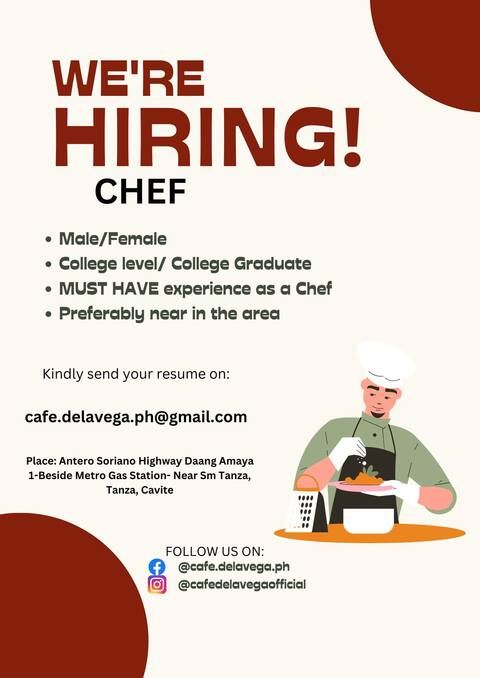 Cafe Dela Vega - Tanza job hiring image