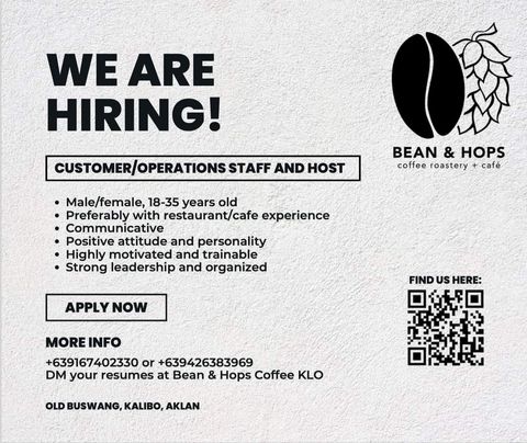 Bean & Hops job hiring image