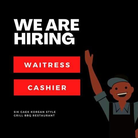 We are currently looking for 2 Waitresses and 1 Cashier image