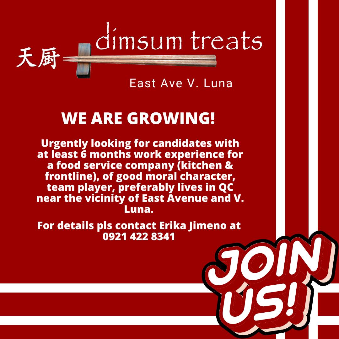 Dimsum Treats - East Ave V. Luna job hiring image