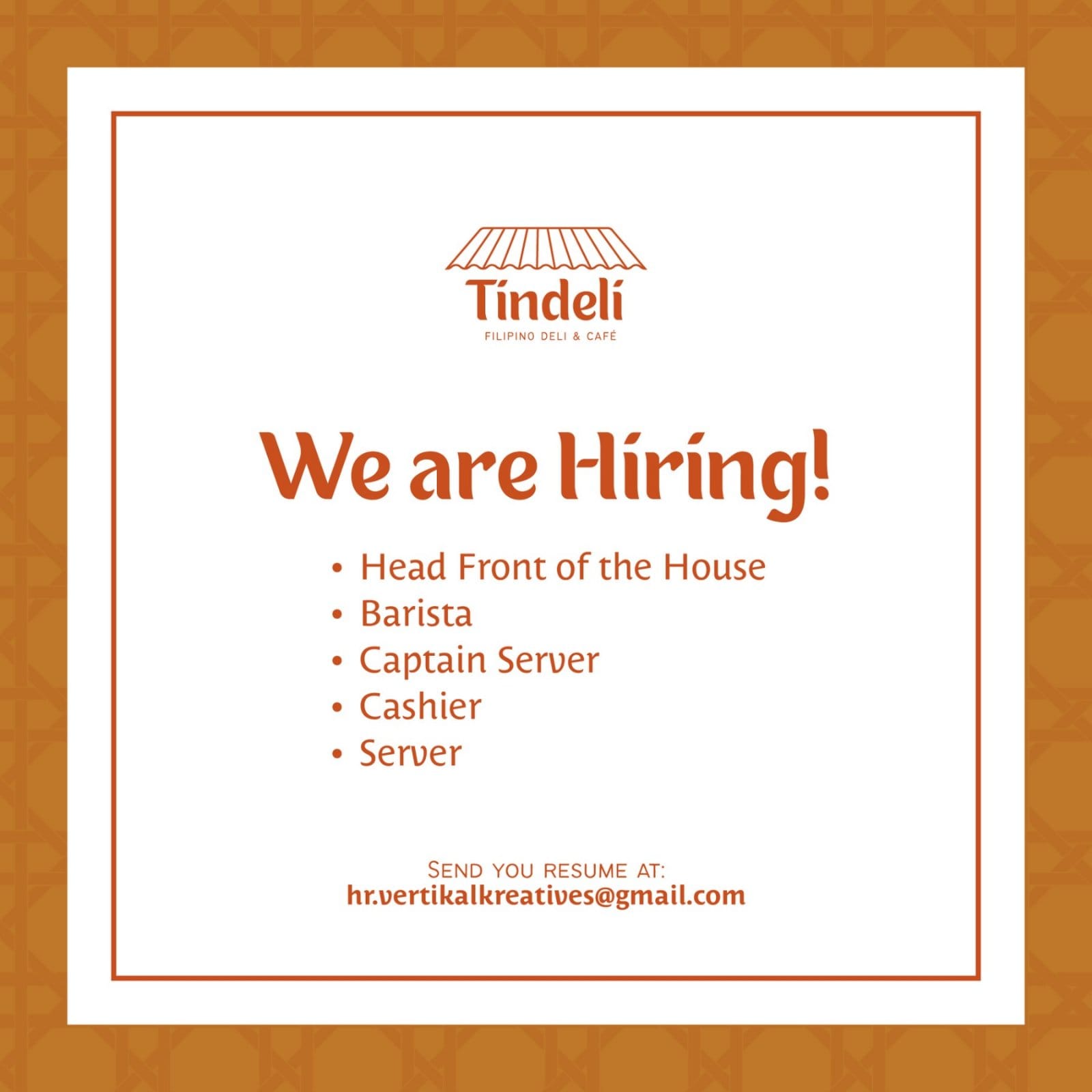 Tindeli Filipino Deli and Cafe job hiring image