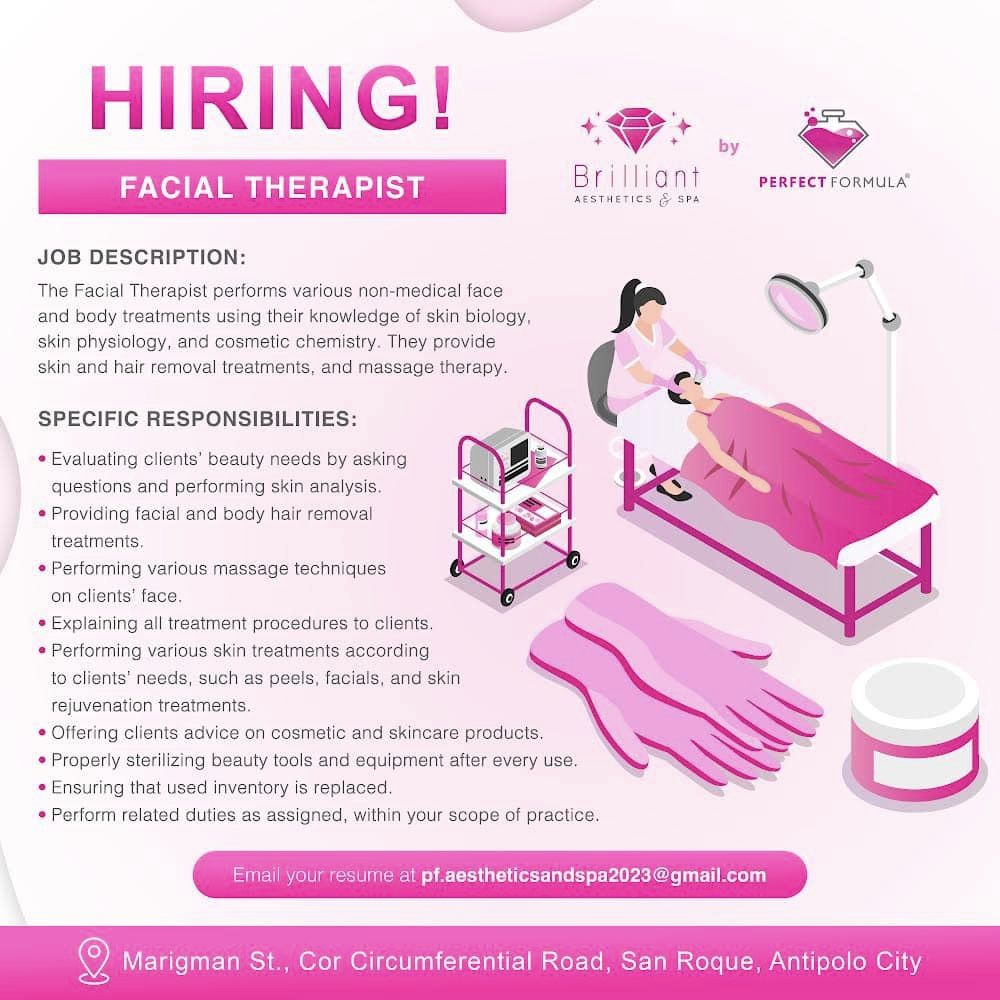 Brilliant Aesthetics and Spa - San Roque job hiring image