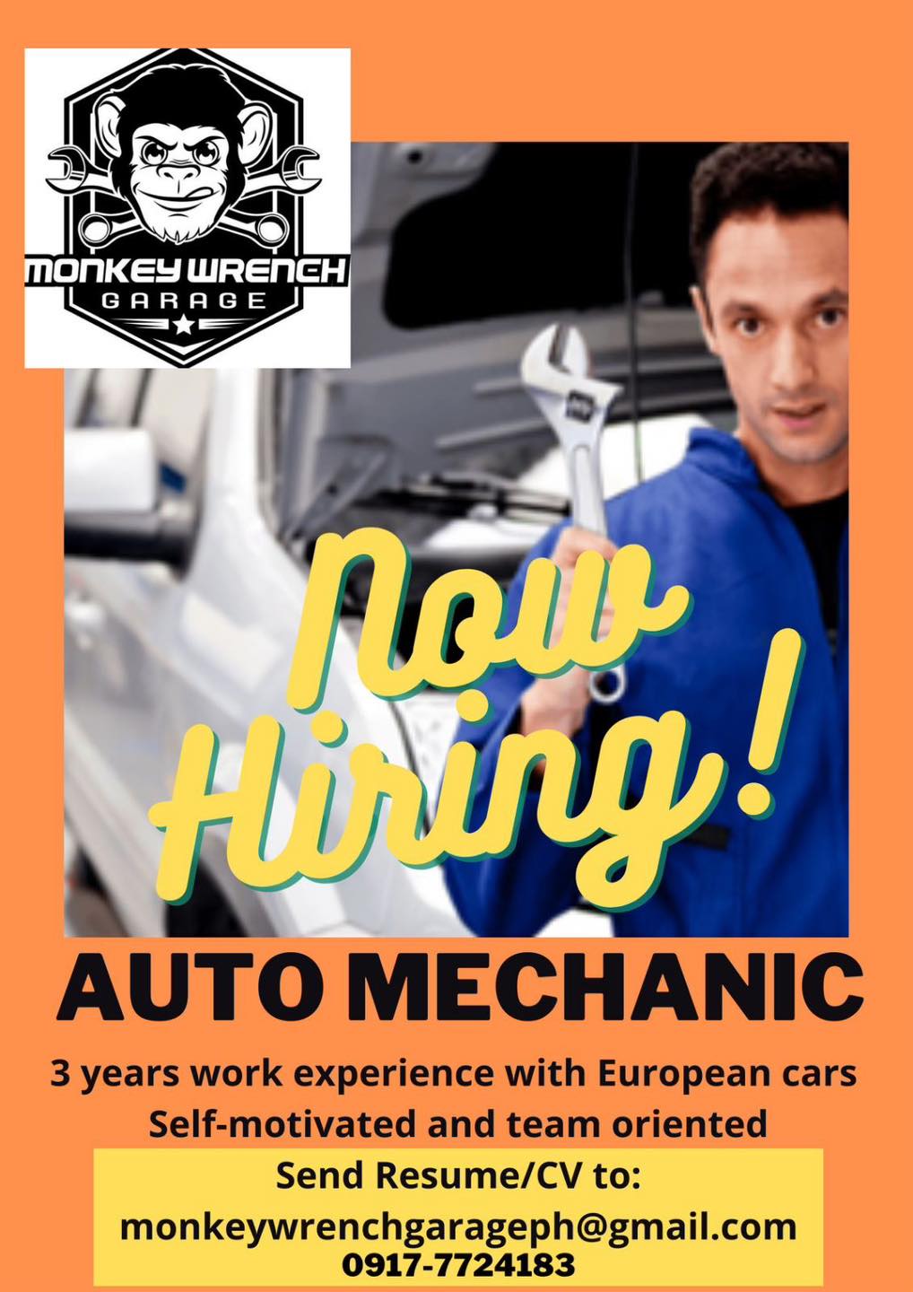 Monkey Wrench Garage - Taguig job hiring image