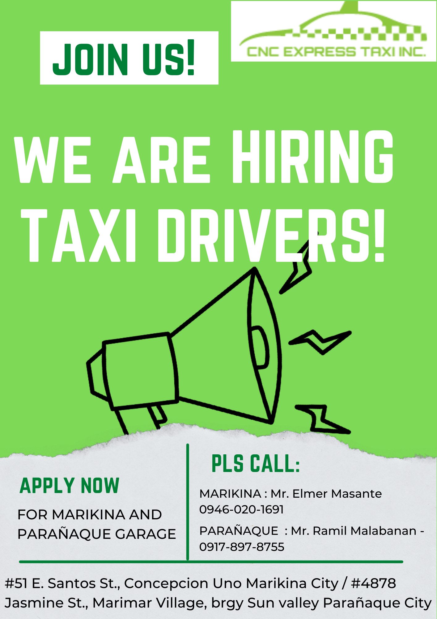 CNC Taxi Paranaque job hiring image