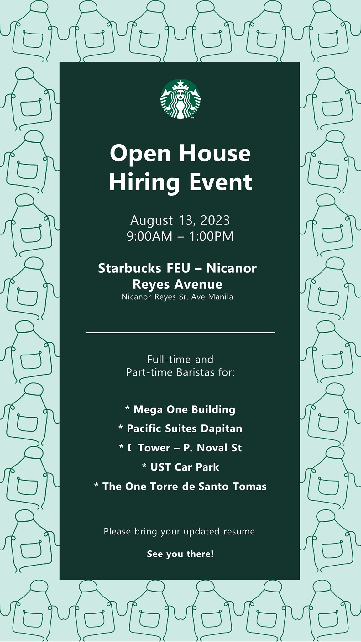 Starbucks - FEU Nicanor Reyes job hiring image