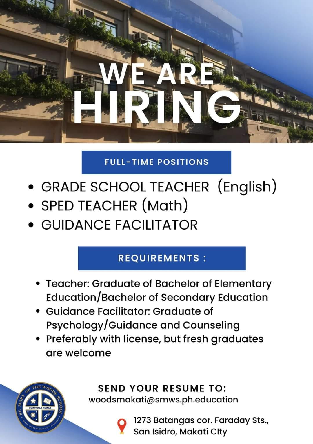 St. Mary of the Woods School - Makati job hiring image