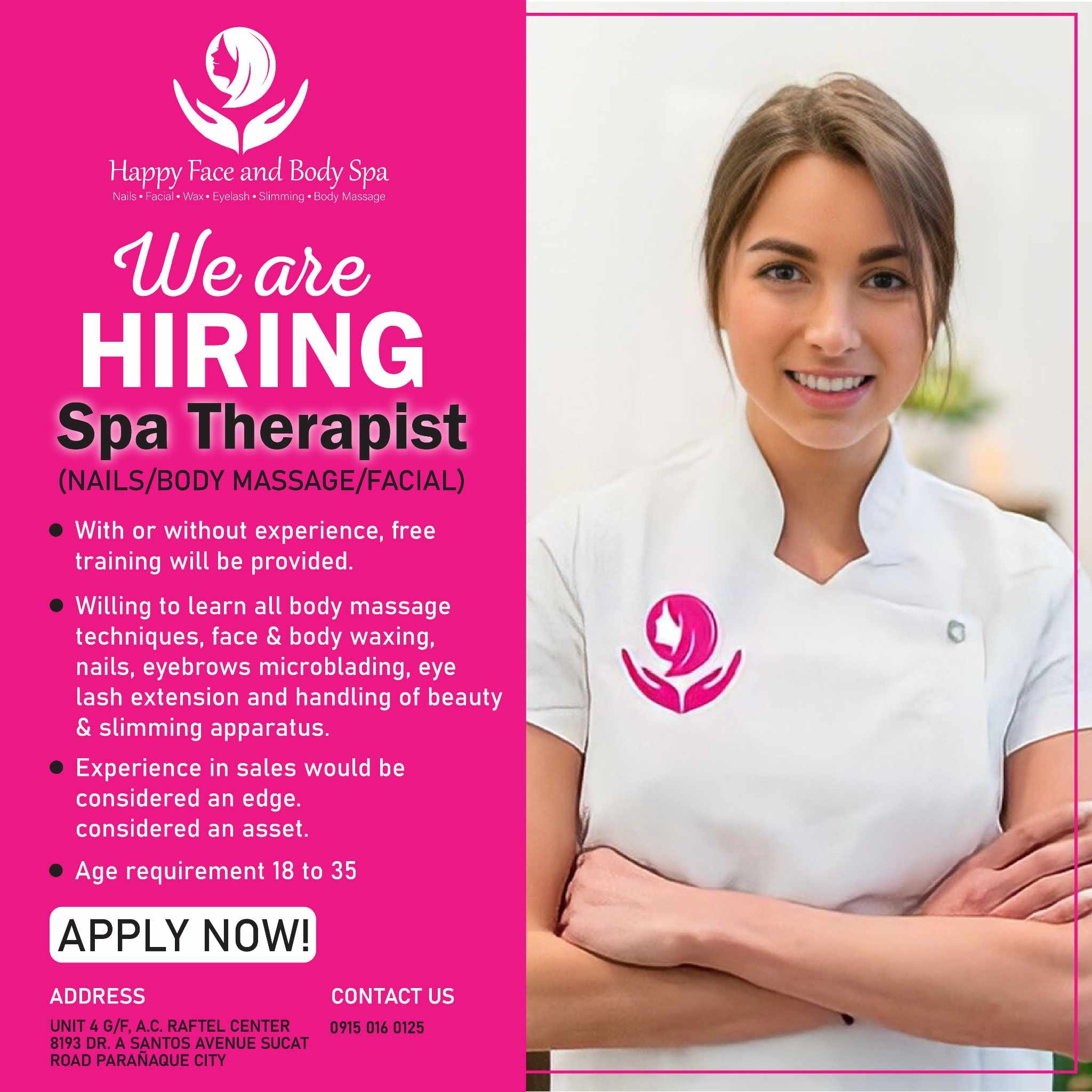 Happy Face And Body Spa - Sucat job hiring image