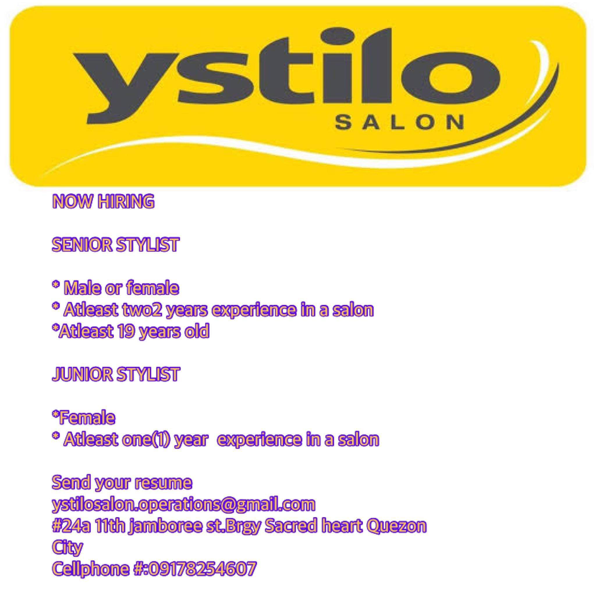 Ystilo Salon - (For WalterMart Malolos) job hiring image