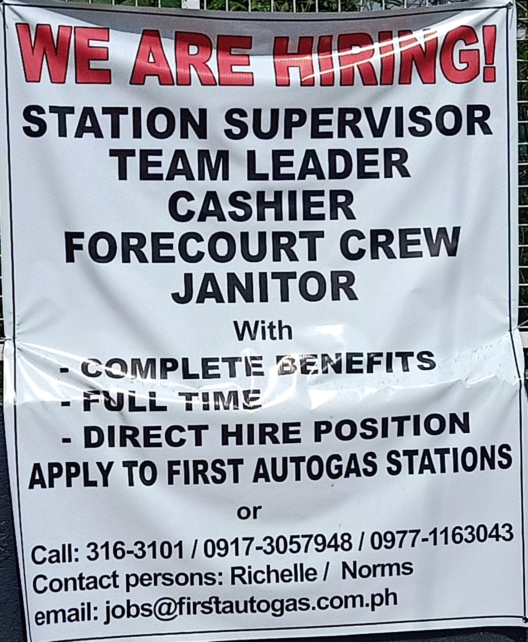 We are hiring
Station Supervisor
Team Leader
Cashier
Forecourt Crew
Janitor image