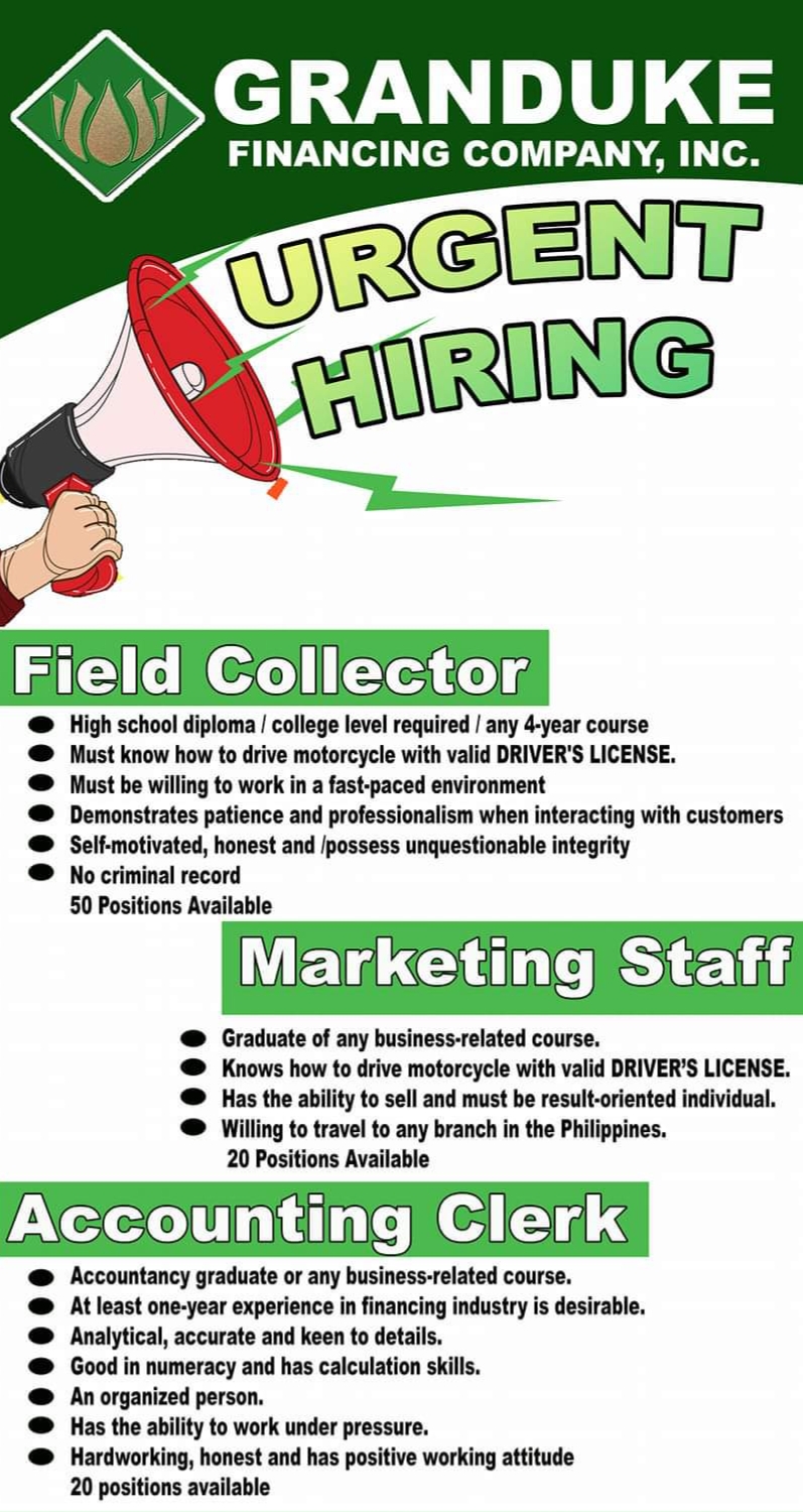 Field Marketing Officer
 Field Collector
Accounting Clerk image