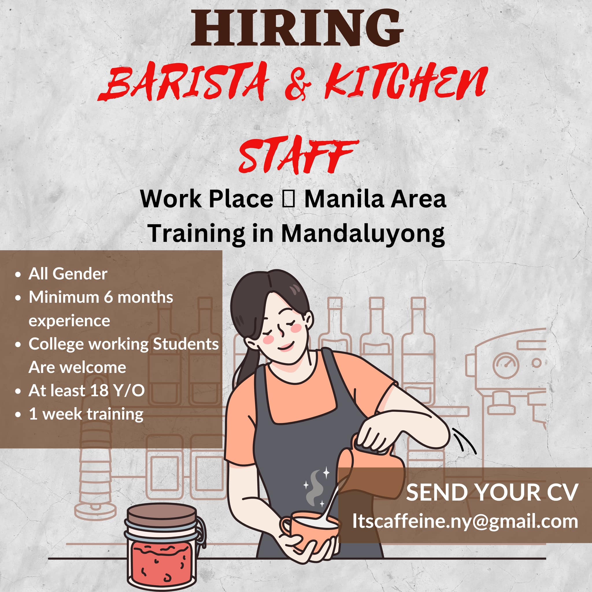 Barista and Kitchen Staff (For Manila Branch) image