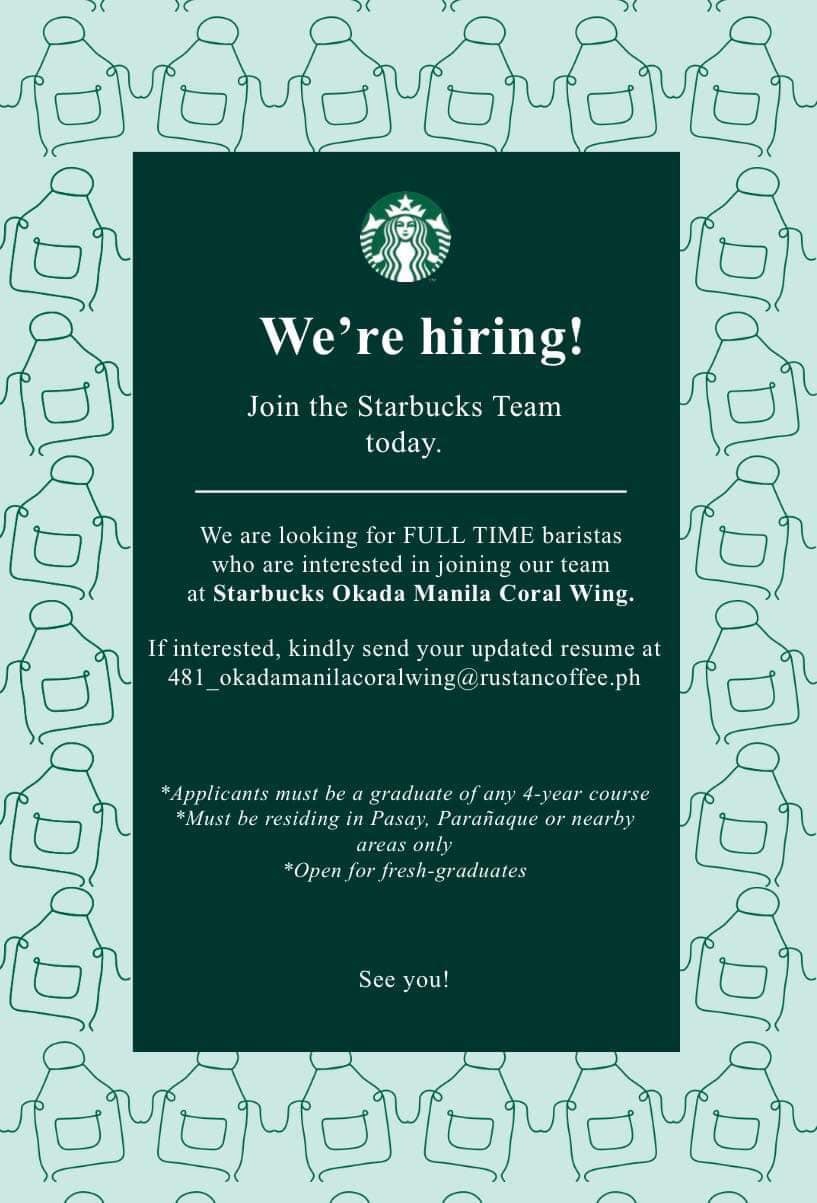 Starbucks - Okada Coral Wing job hiring image