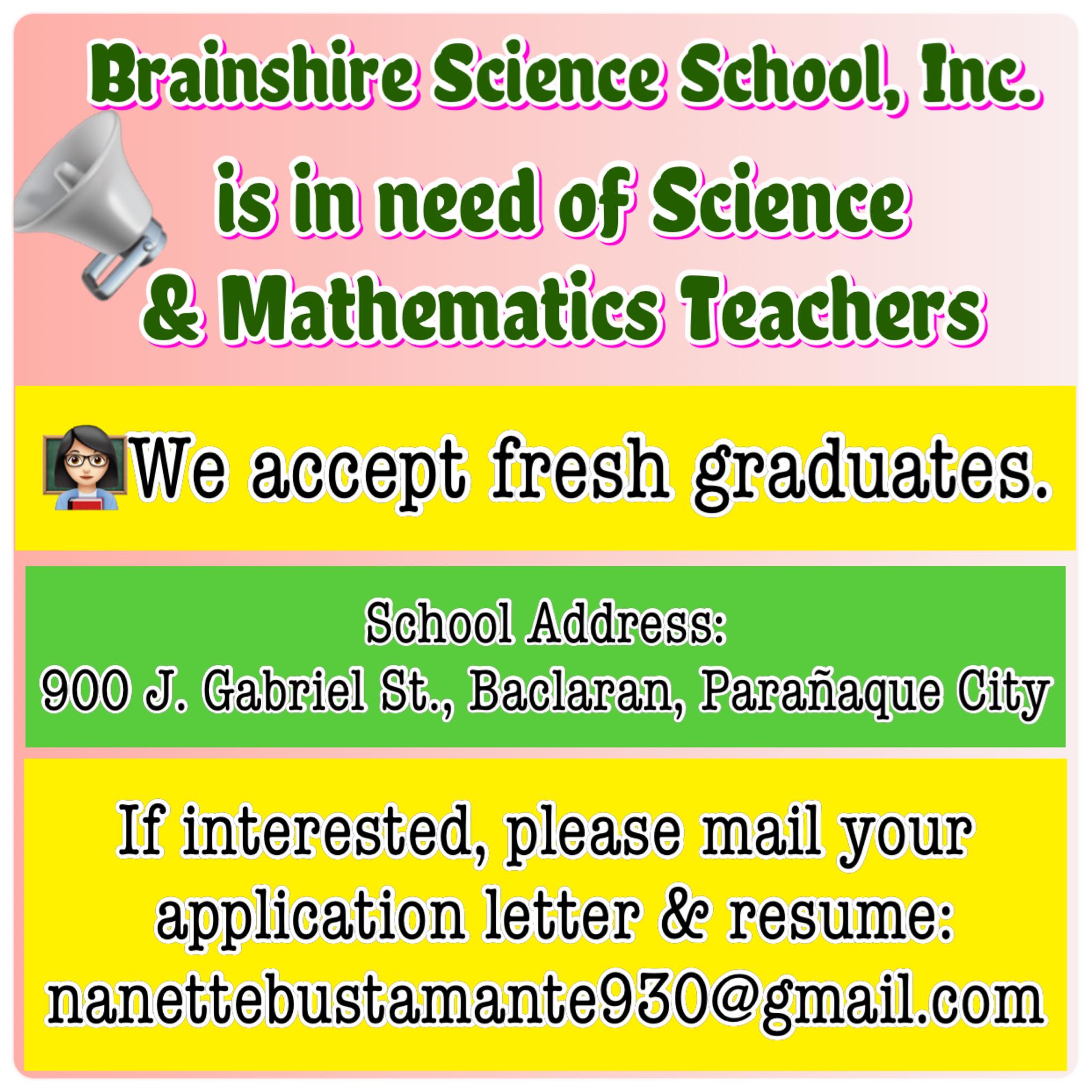 Brainshire Science School job hiring image