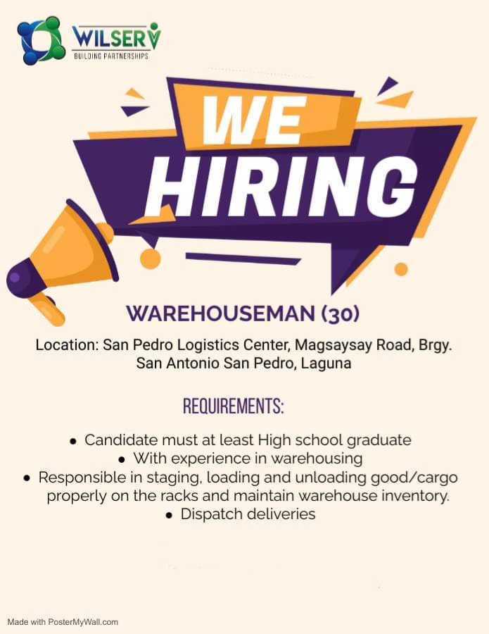 Wilserv Multi Purpose Cooperative - San Pedro Logistics Center job hiring image