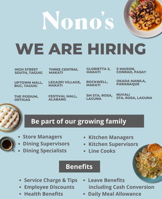 Nono’s Restaurant (Event Hiring) job hiring image