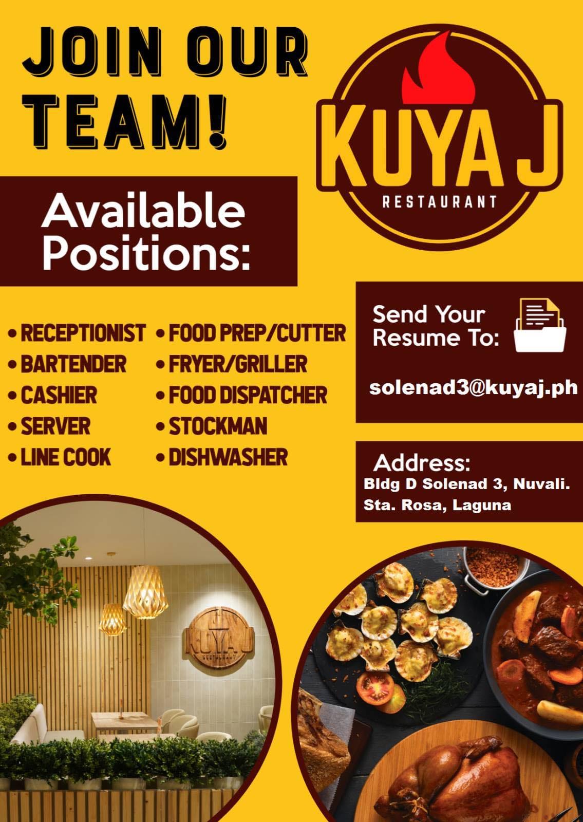 Kuya J - Nuvali job hiring image